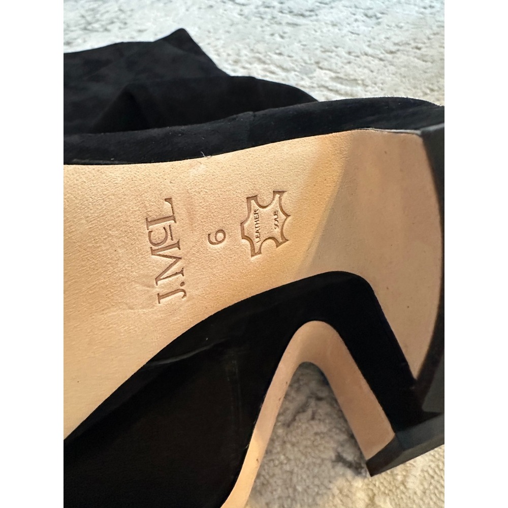 J.McLaughlin Gaia Suede Tall Boots Black Block Heel Side Zip‎ Buckle Detail 6 - Picture 8 of 10
